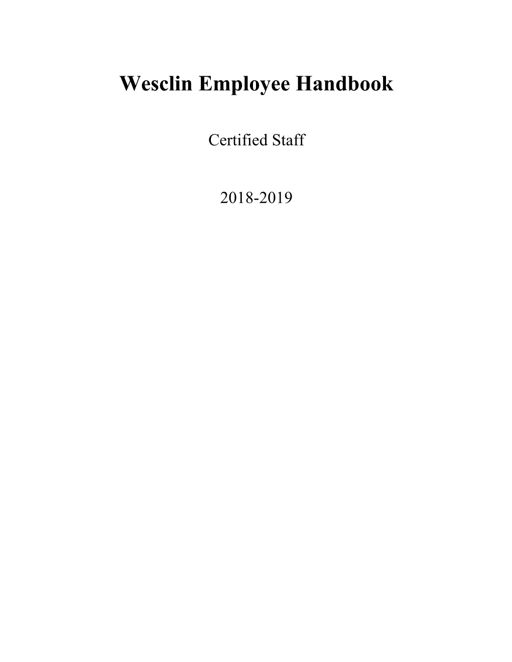 Wesclin Employee Handbook