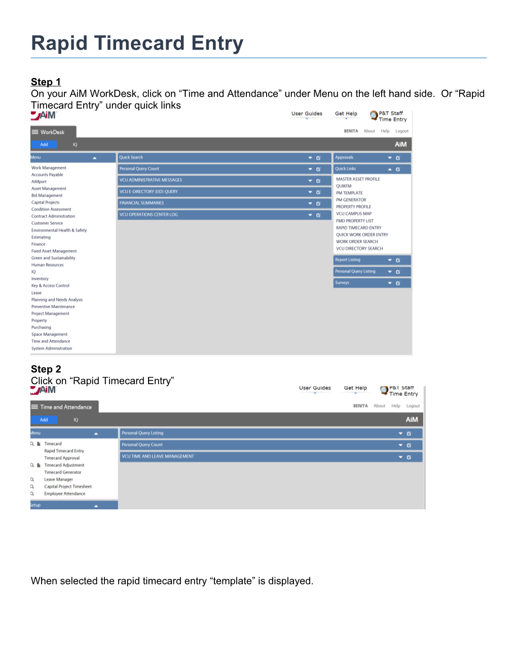 Rapid Timecard Entry