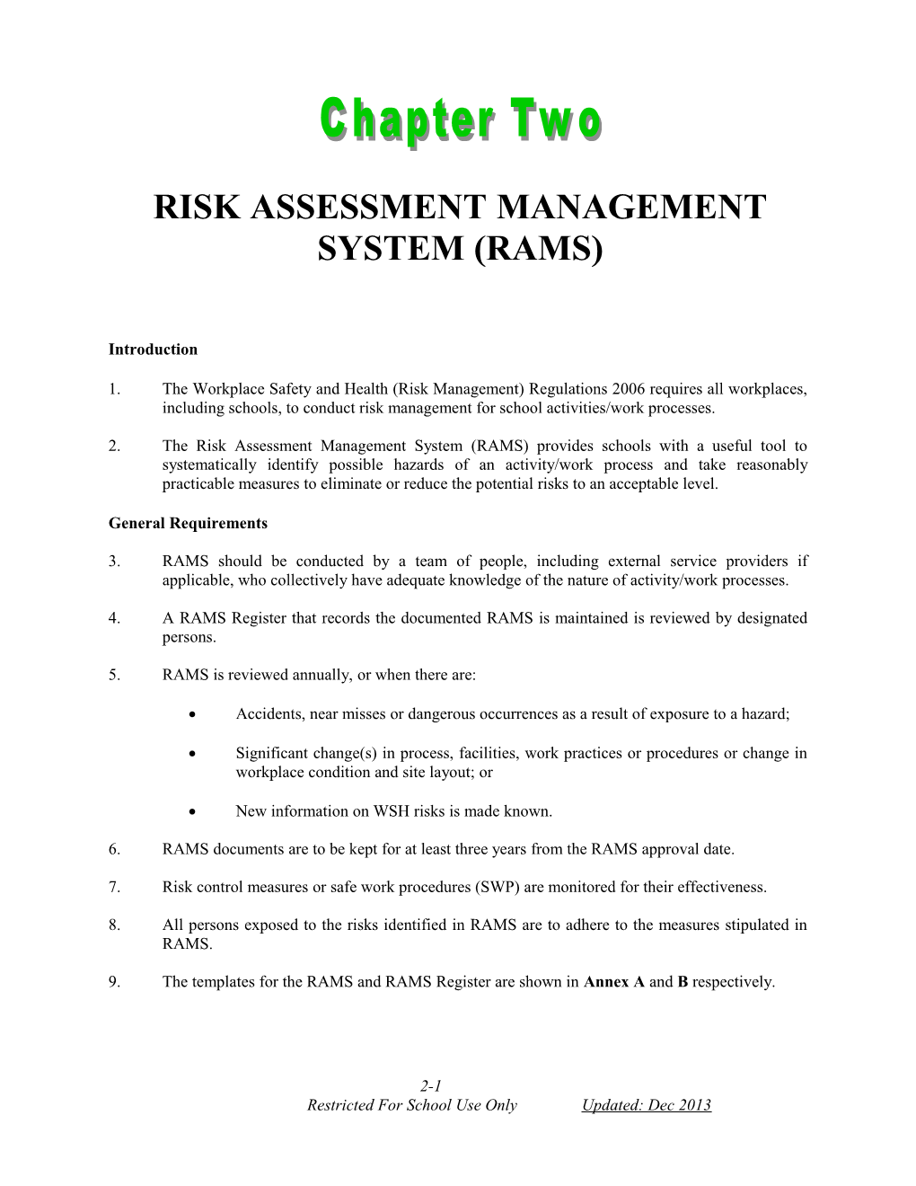 Risk Assessment Management System (Rams)