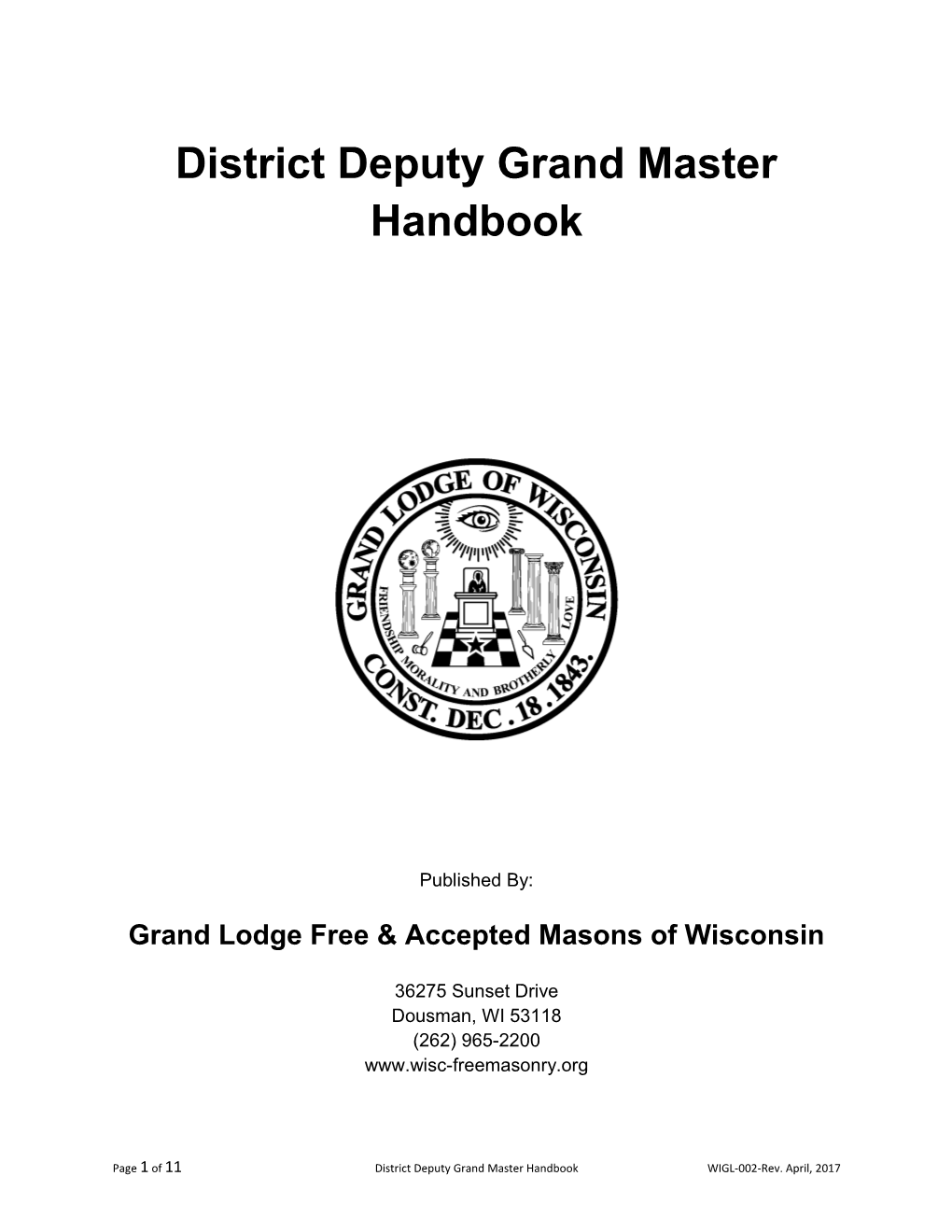 District Deputy Grand Master Handbook