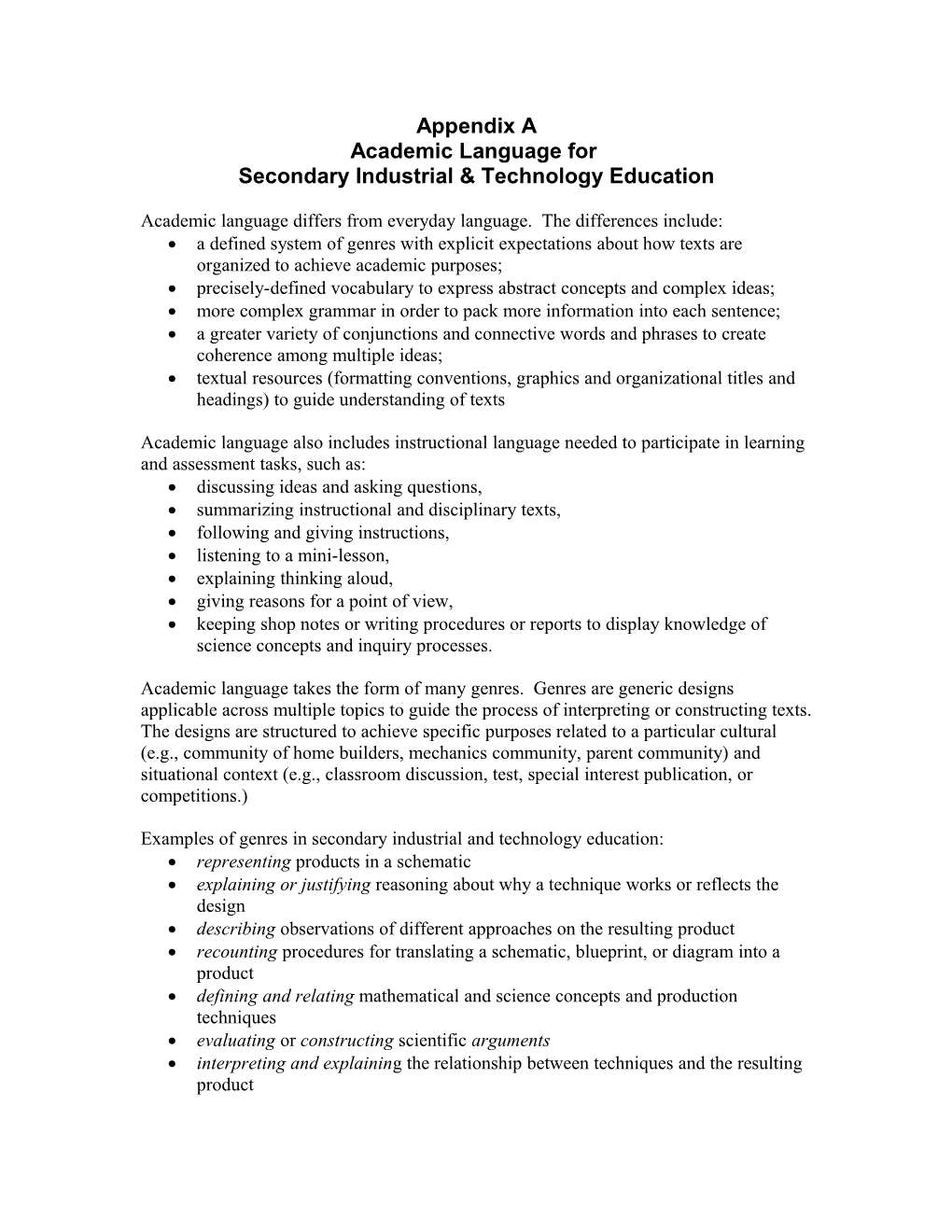Secondary Industrial & Technology Education