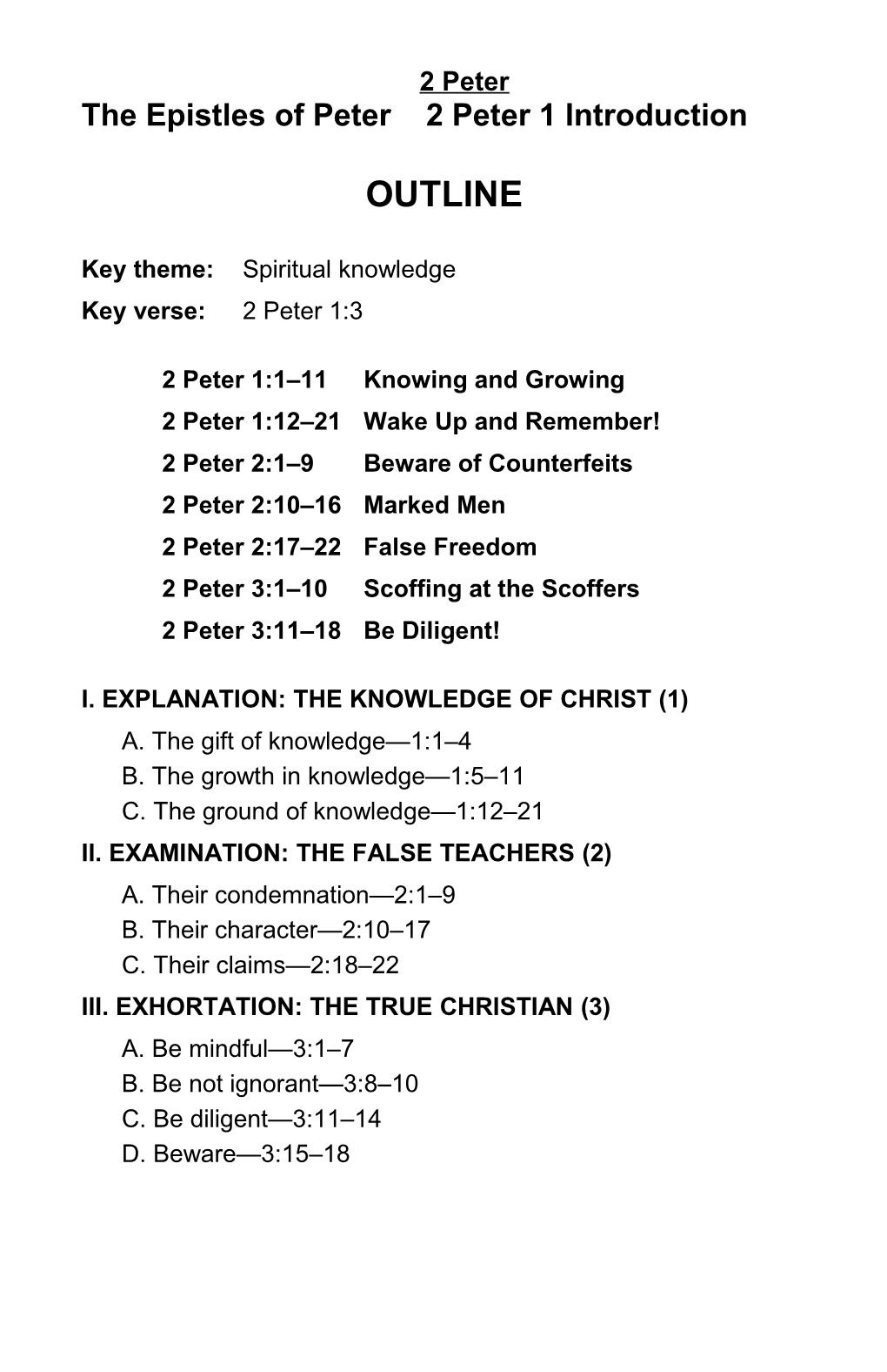 The Epistles of Peter 2 Peter 1 Introduction