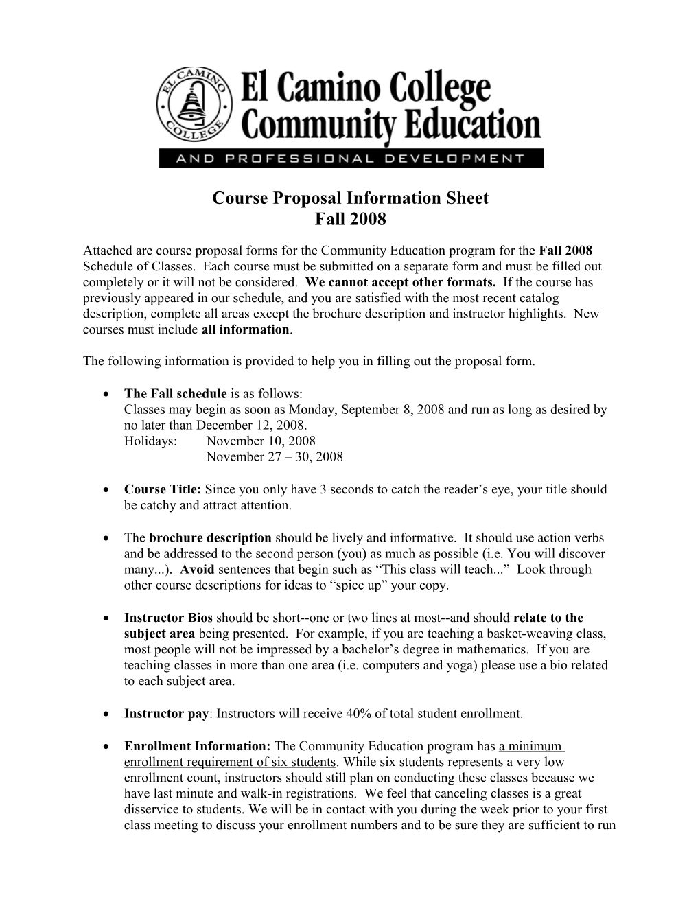 Course Proposal Information Sheet