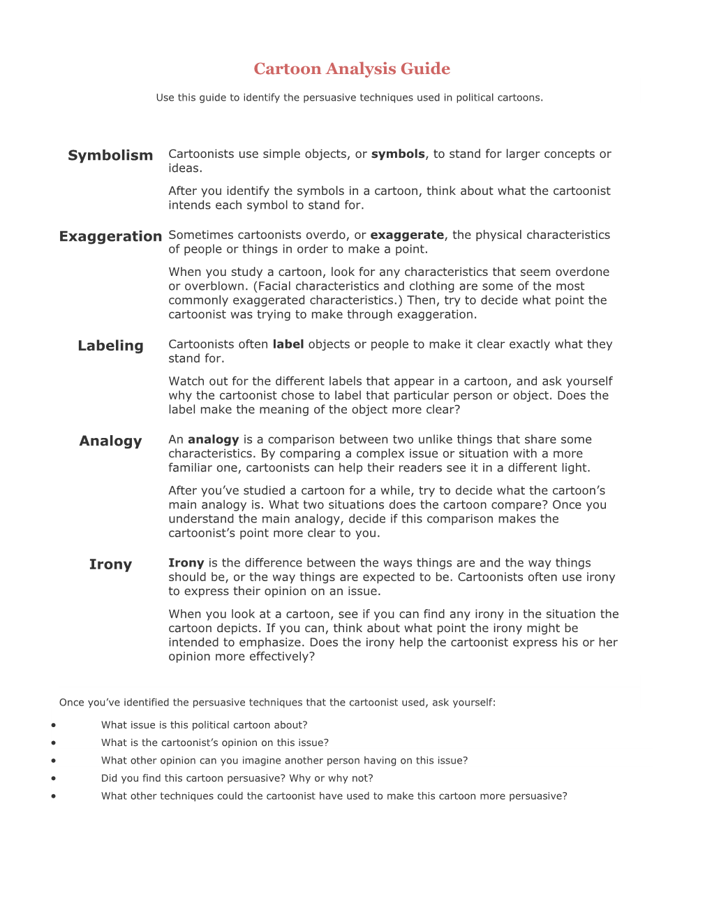 Cartoon Analysis Guide