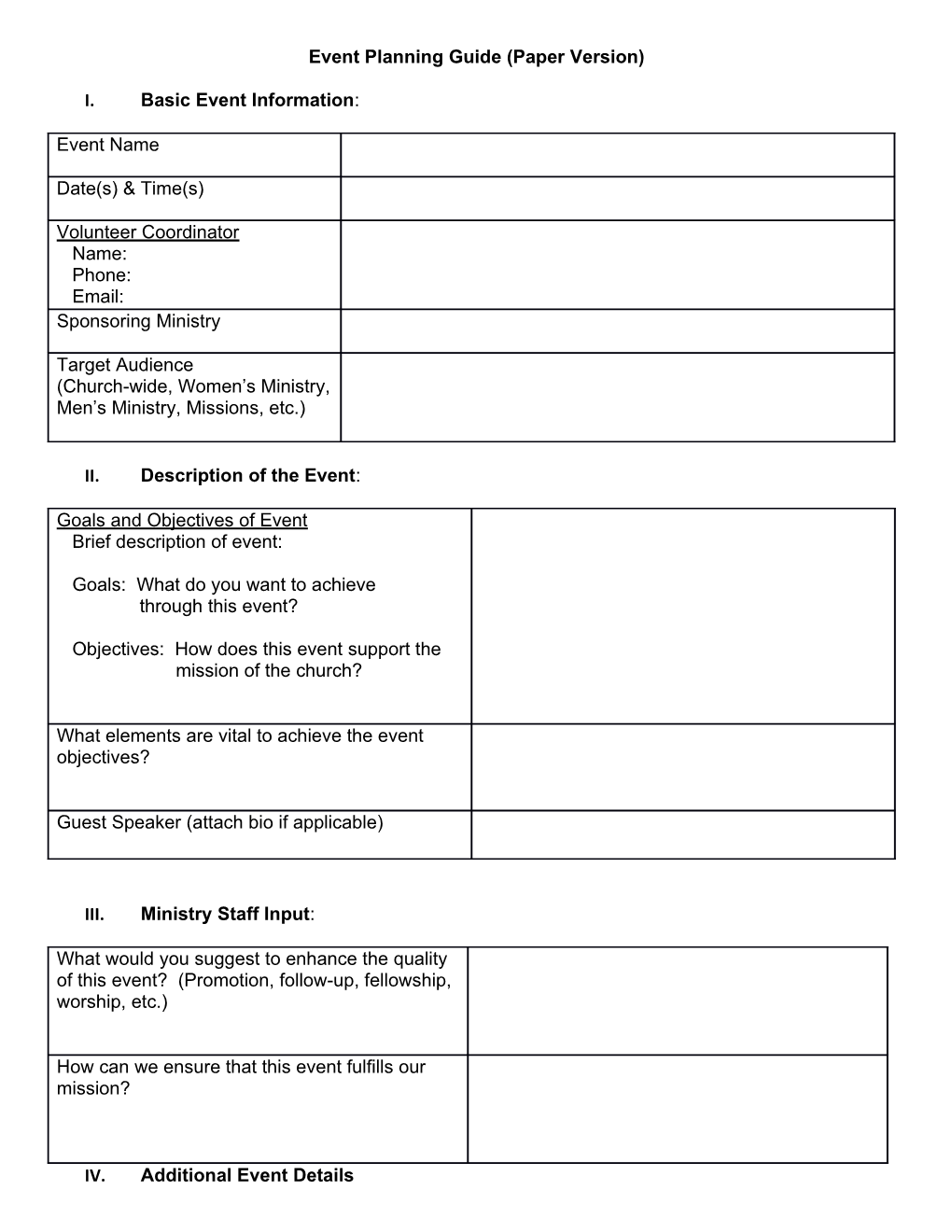 Event Planning Guide (Paper Version)