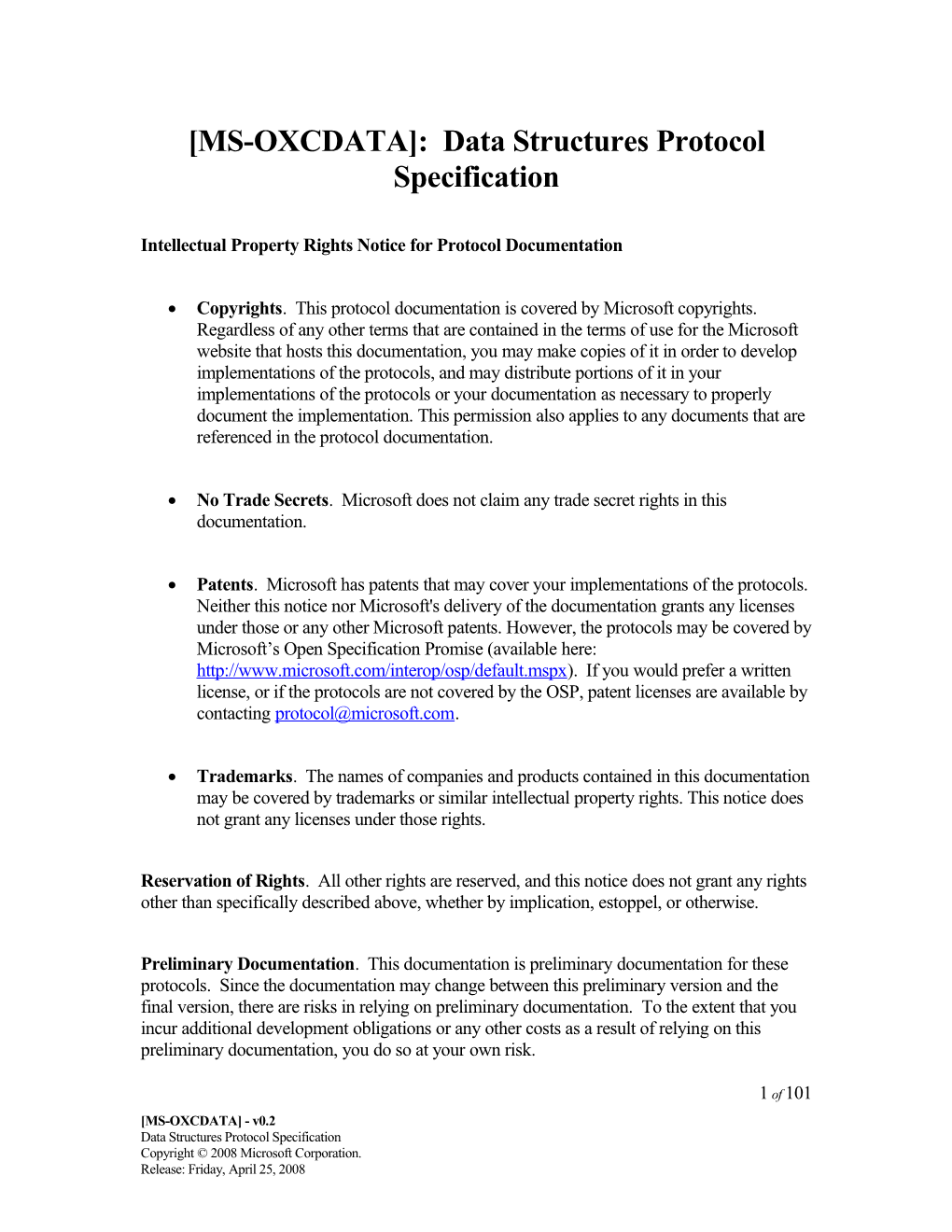 MS-OXCDATA : Data Structures Protocol Specification