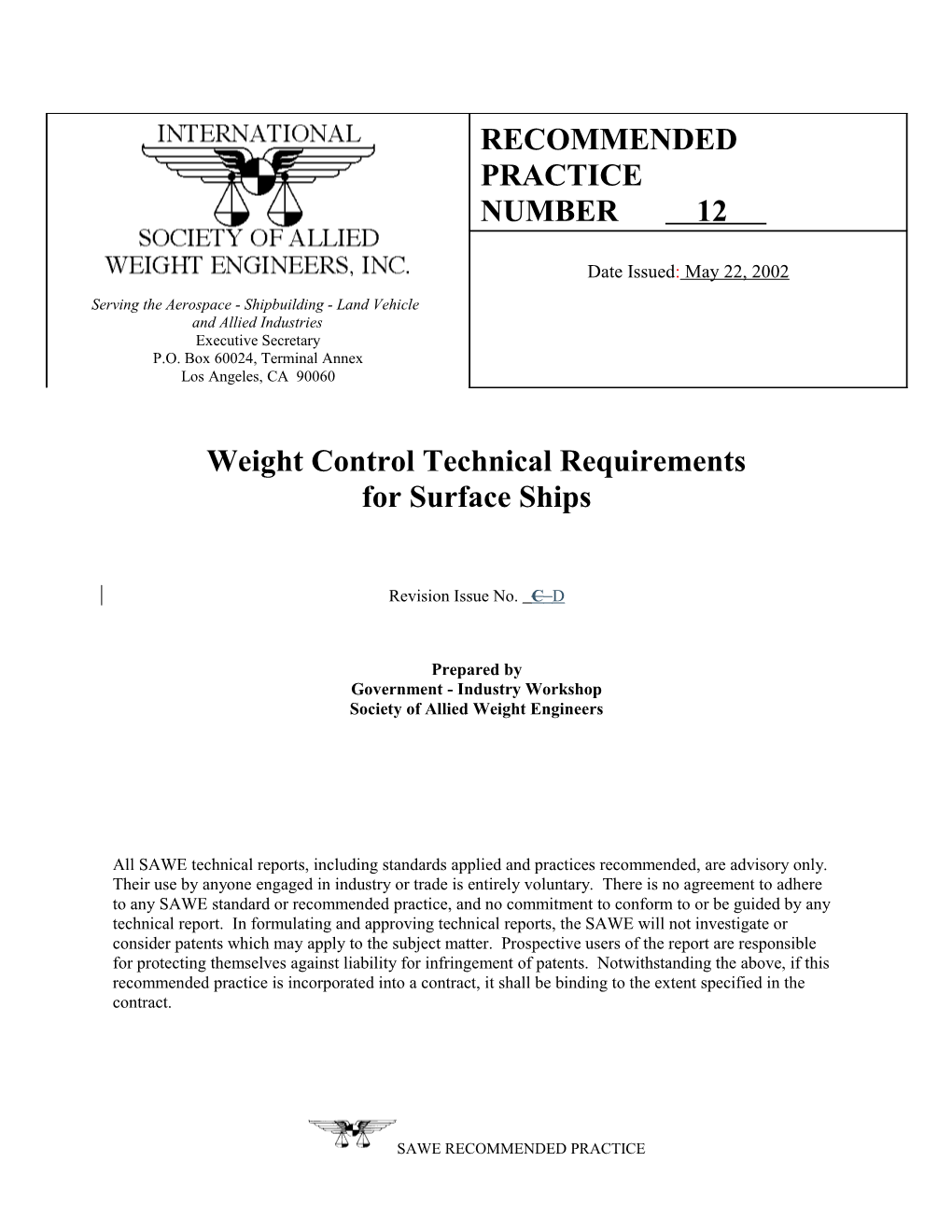 Weight Control Technical Requirements