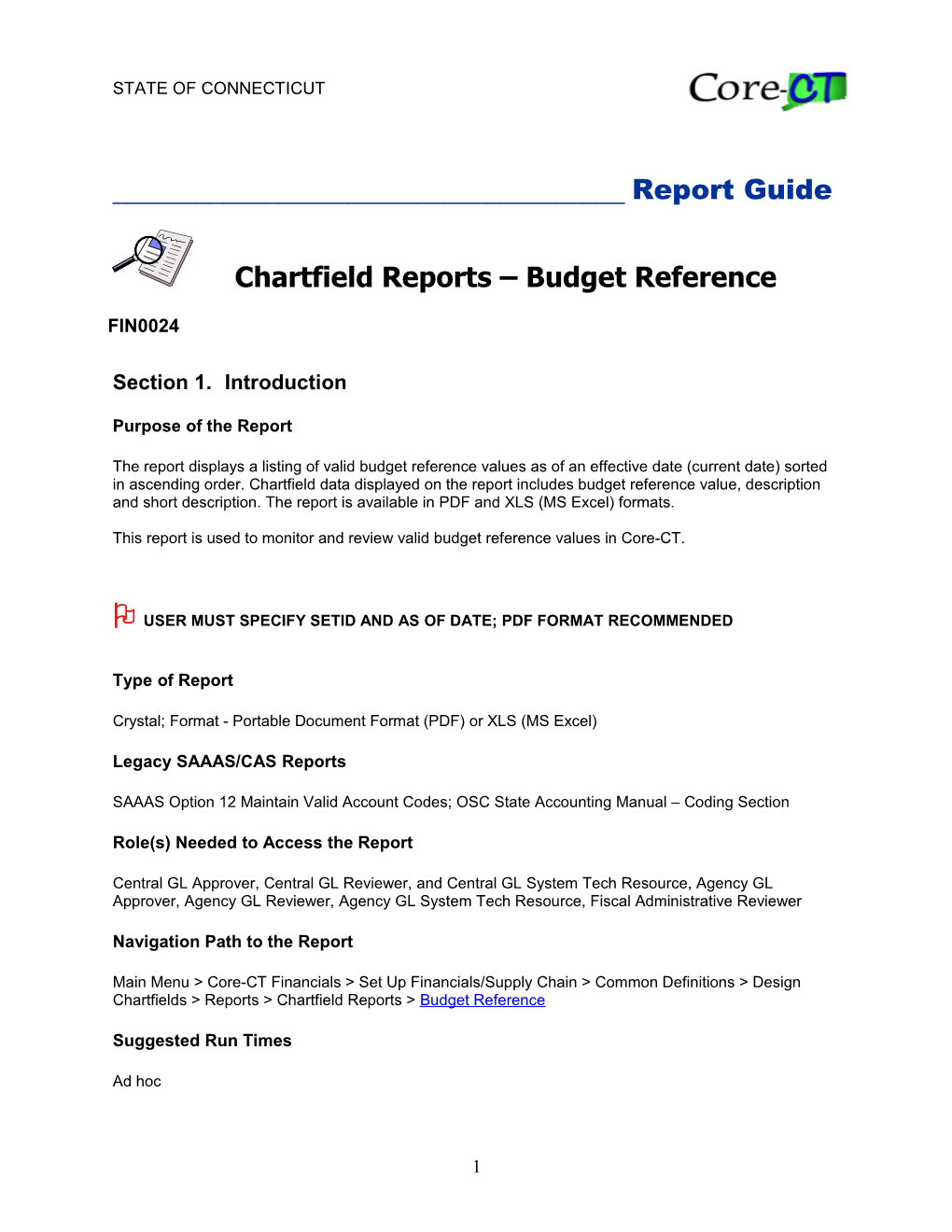 Chartfield Reports-Budget Reference (FIN0024)