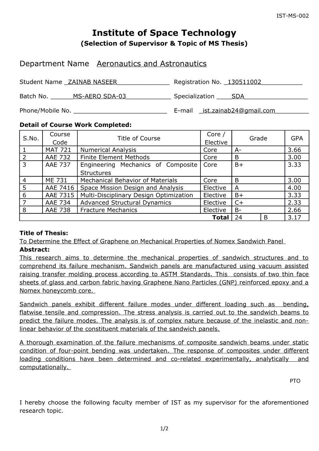 Selection of Supervisor & Topic of MS Thesis