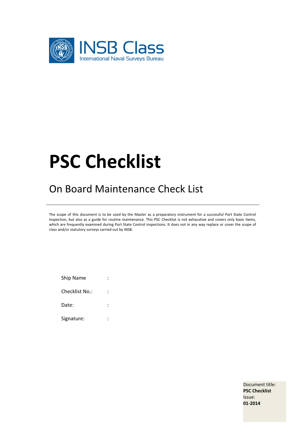 Psc Check List