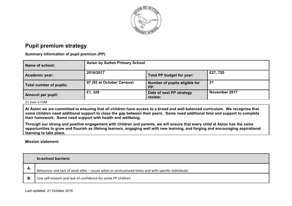 Summary Information of Pupil Premium (PP)