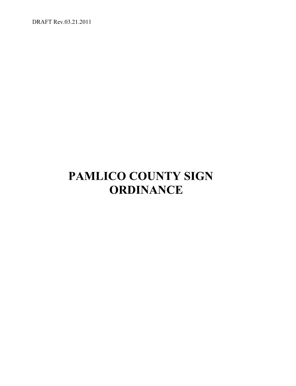 PAMLICOCOUNTY SIGN Ordinancetable of Contents