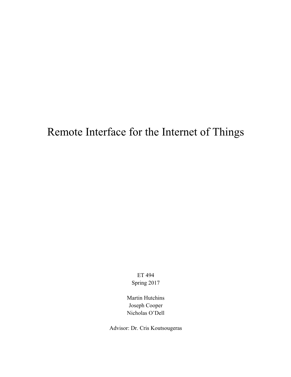 Remote Interface for the Internet of Things