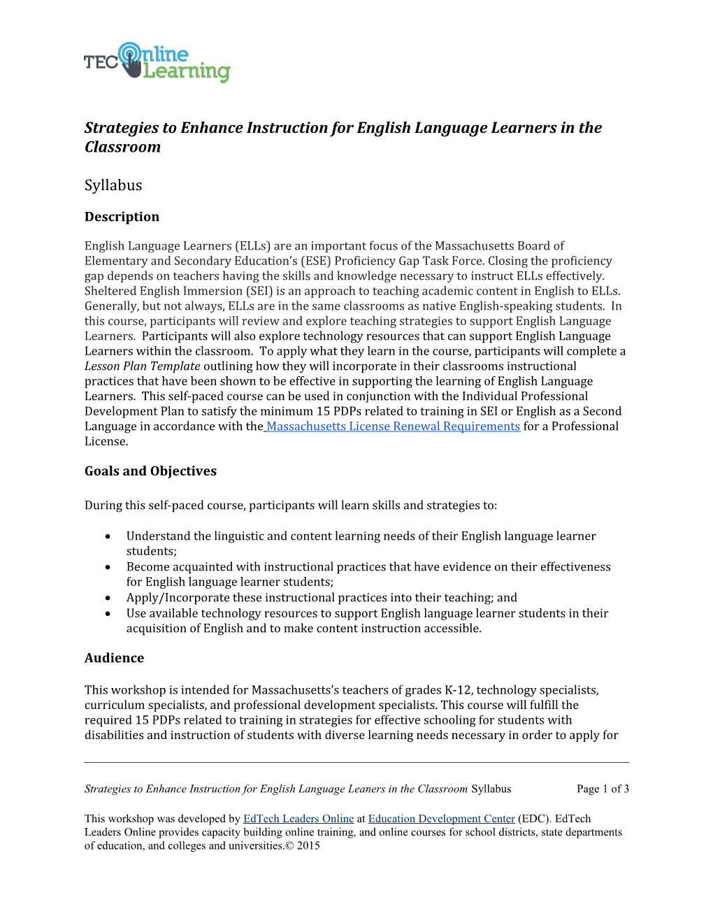 Strategies to Enhance Instruction for English Language Learners in the Classroom