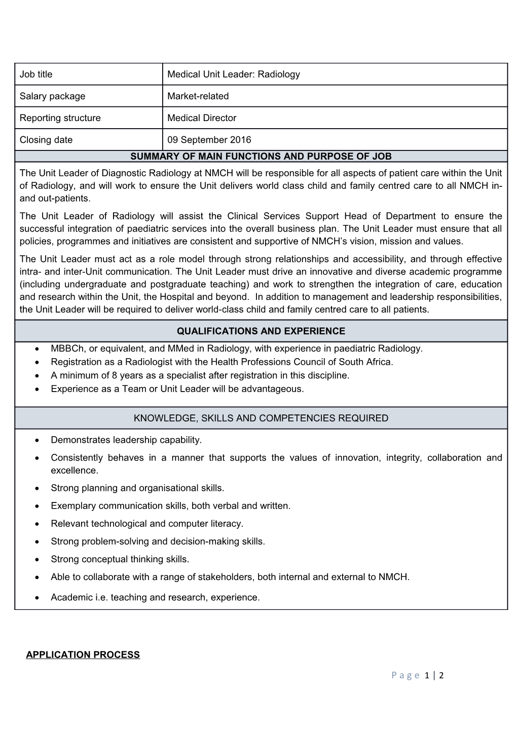 Mbbch, Or Equivalent,Andmmedin Radiology, with Experience in Paediatric Radiology