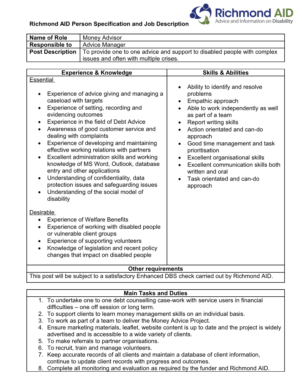 Experience of Advice Giving and Managing a Caseload with Targets