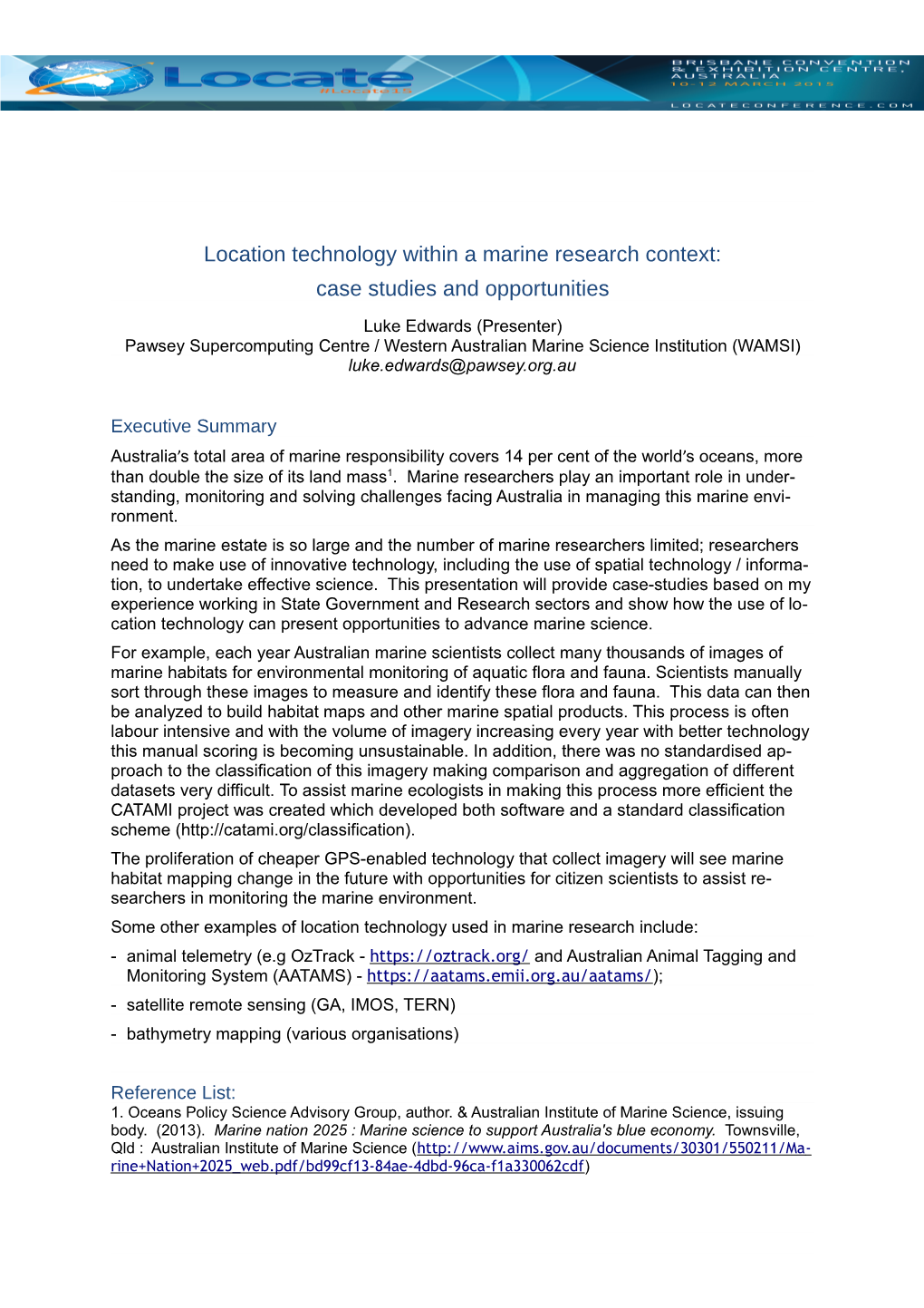 Location Technology Within a Marine Research Context