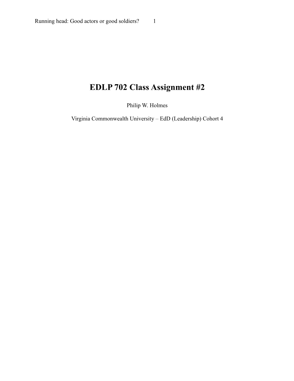 EDLP 702 Class Assignment #2
