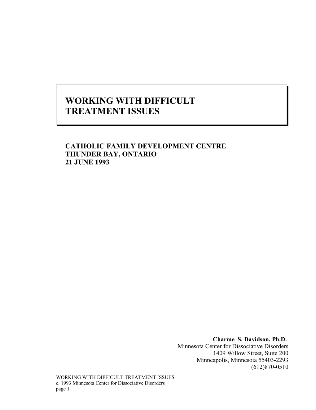 Working with Difficult