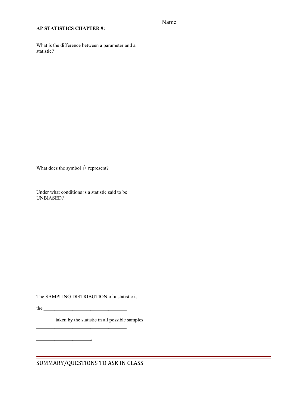 Chapter 9 Sampling Distributions