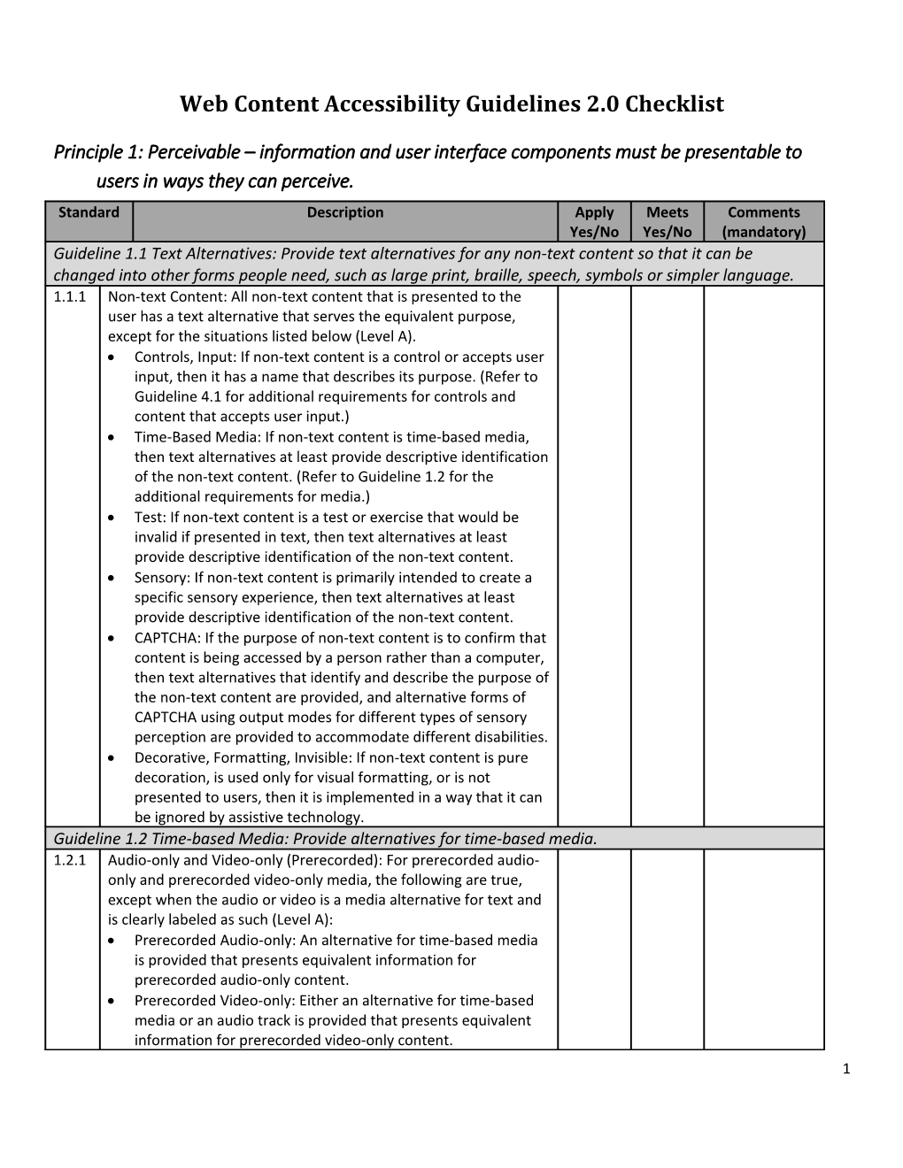 WCAG 2.0 VPAT Form