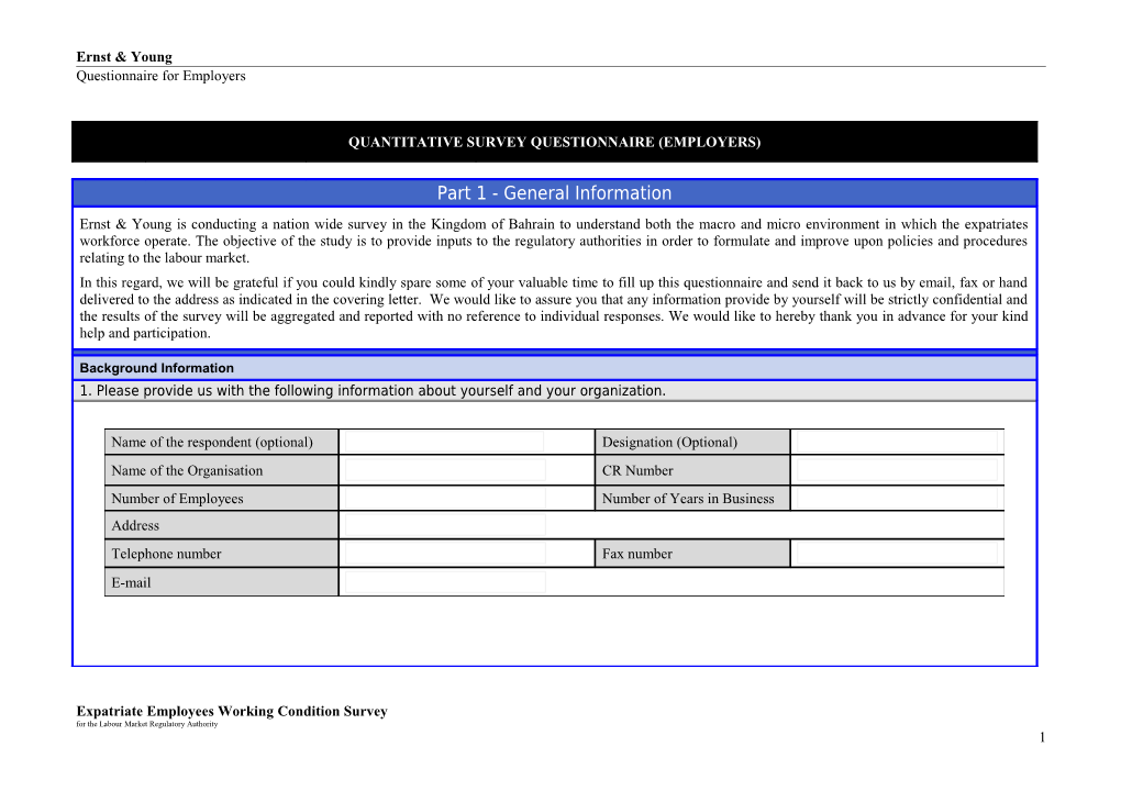 Expatriate Employees Working Condition Survey