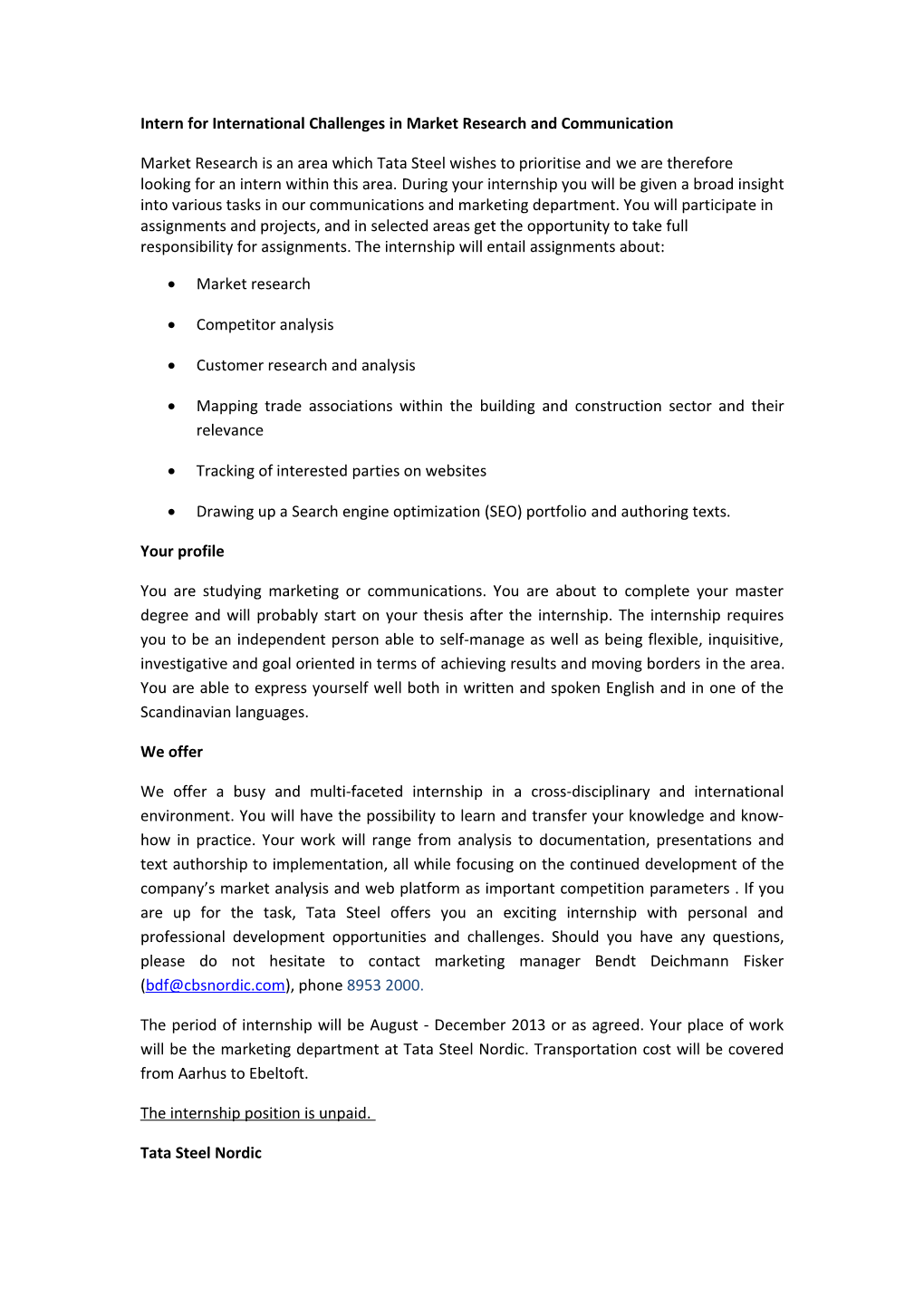 Intern for International Challenges in Market Research and Communication