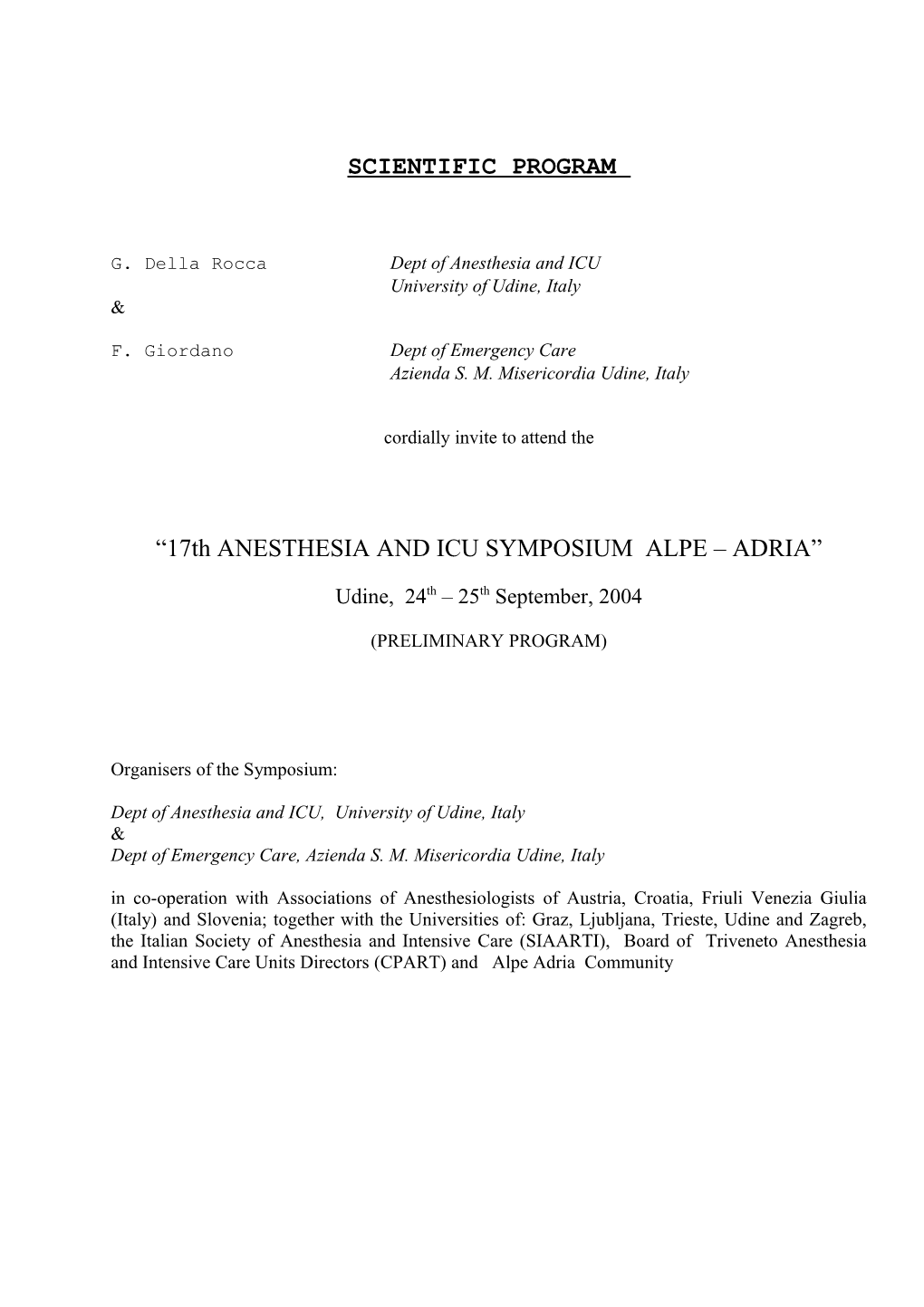 Slovenian Society of Anaesthesiology and Intensive Care Medicine And