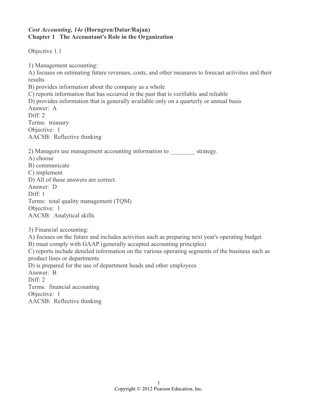 Cost Accounting, 14E (Horngren/Datar/Rajan)