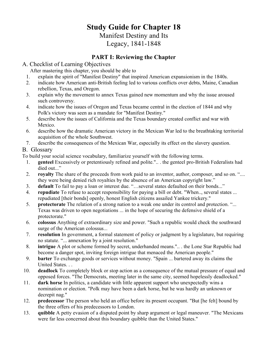Study Guide for Chapter 18