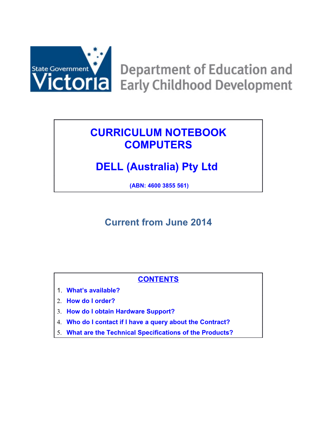 Pricing Schedule for Curriculum Notebook Computers from Toshiba (Australia) Pty Ltd