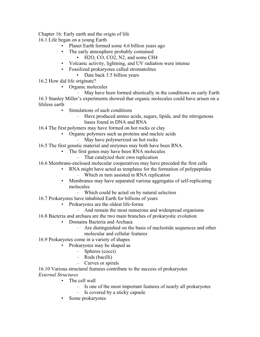 Chapter 16: Early Earth and the Origin of Life