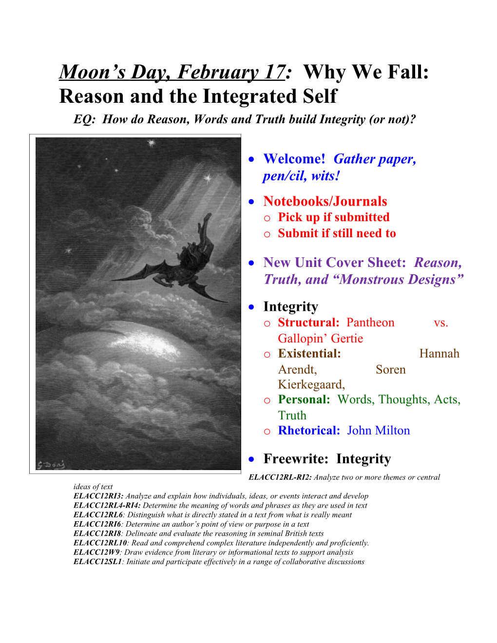 Moon S Day, February 17: Why We Fall: Reason and the Integrated Self