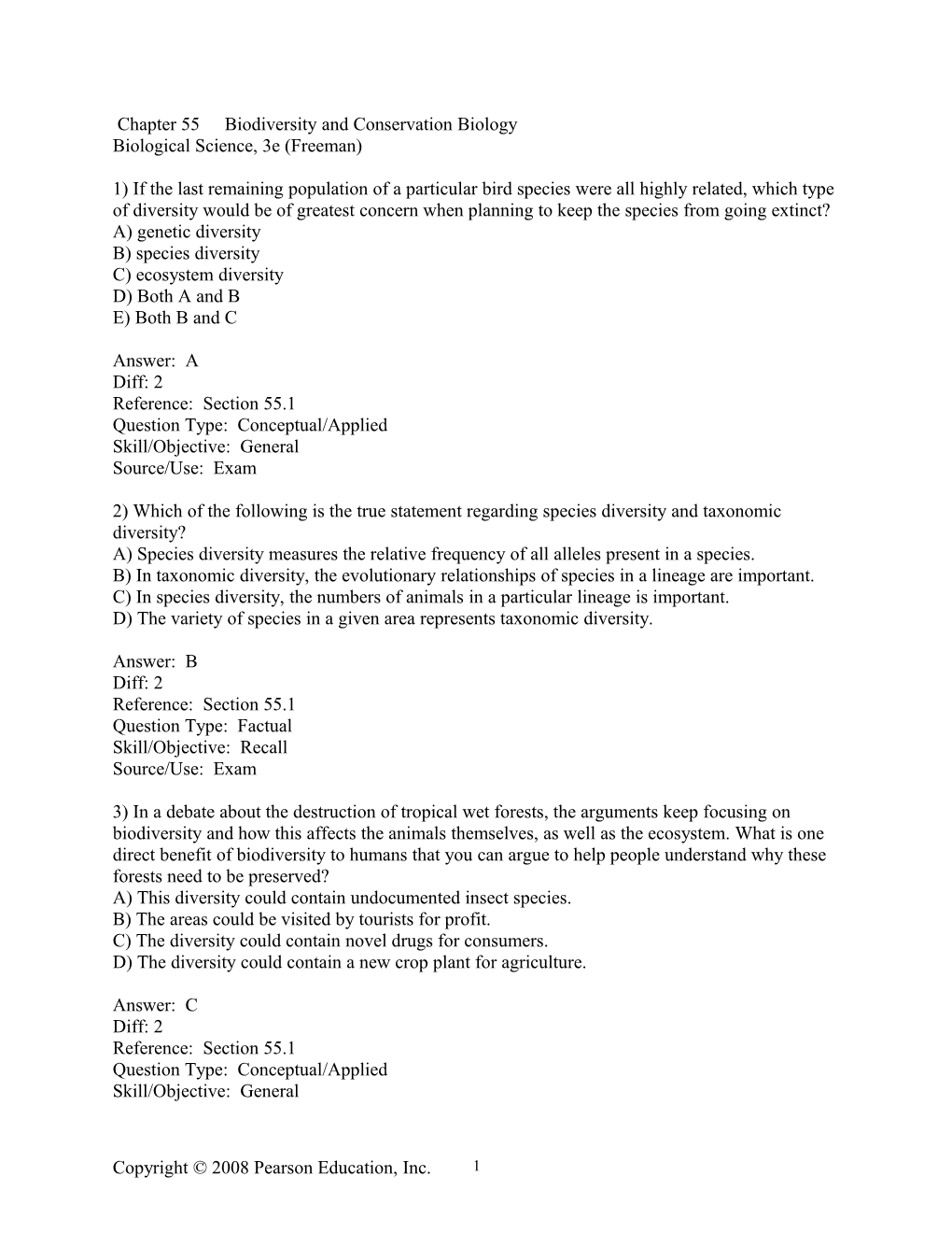 Chapter 55Biodiversity and Conservation Biology