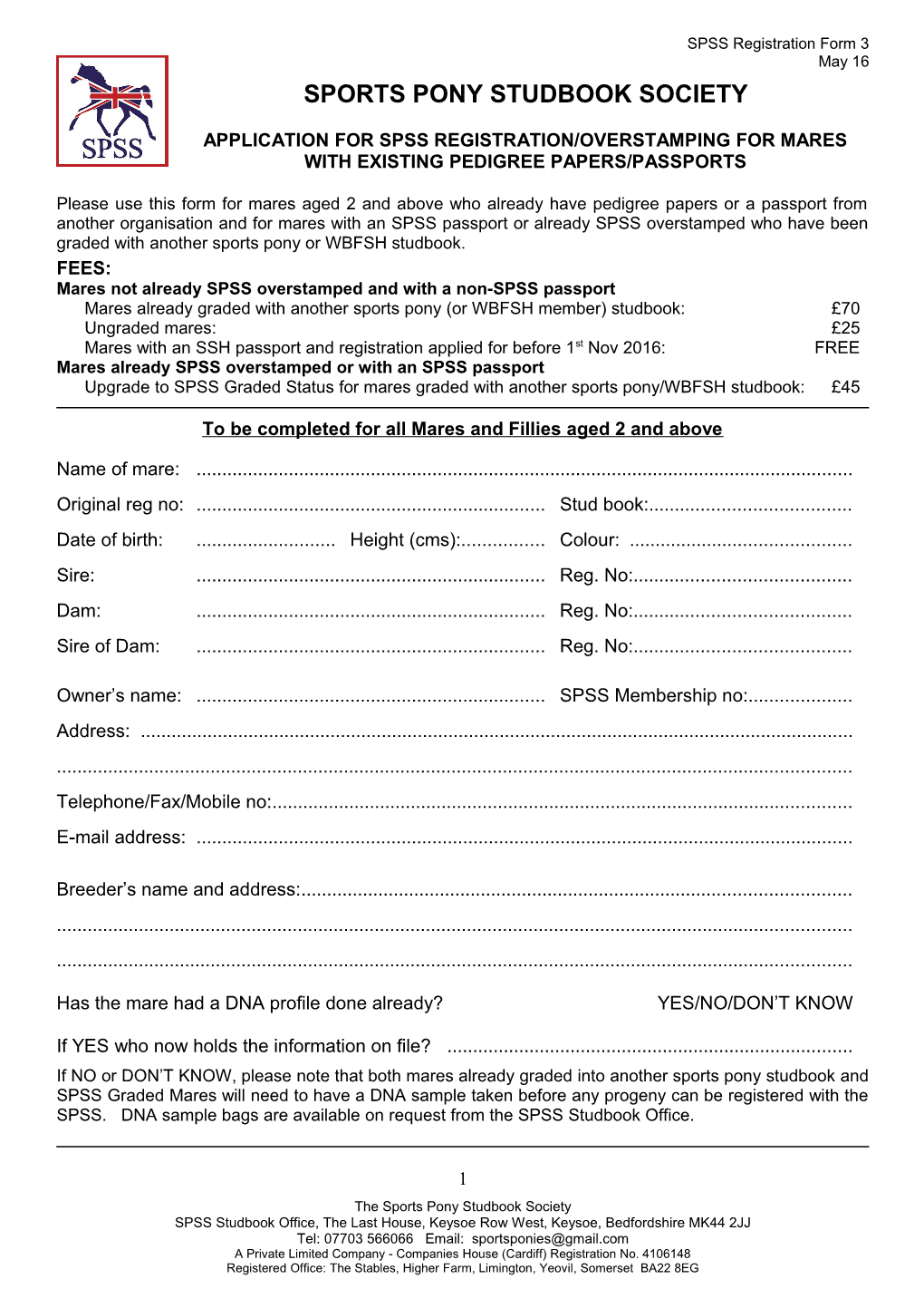 SPSS Regsitration Form 3 - Mares