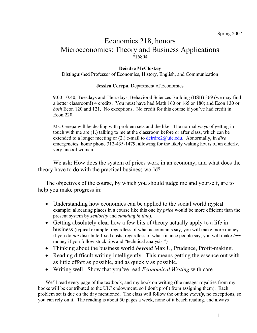 Microeconomics: Theory and Business Applications