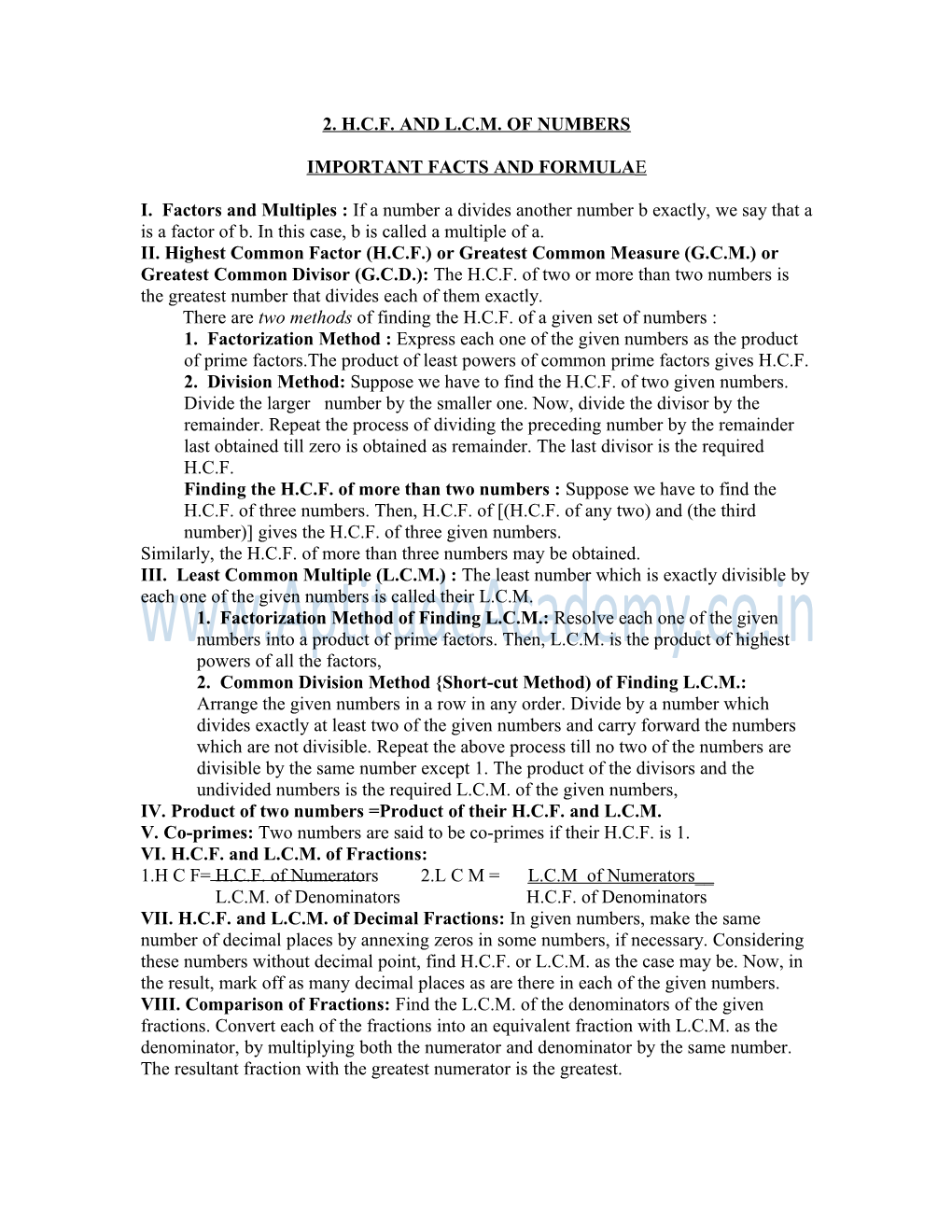 2. H.C.F. and L.C.M. of Numbers