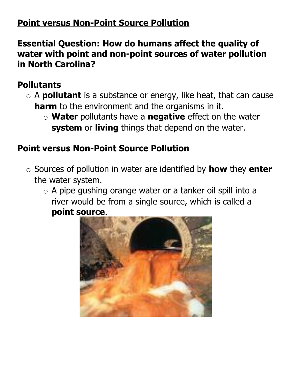 Point Versus Non-Point Source Pollution