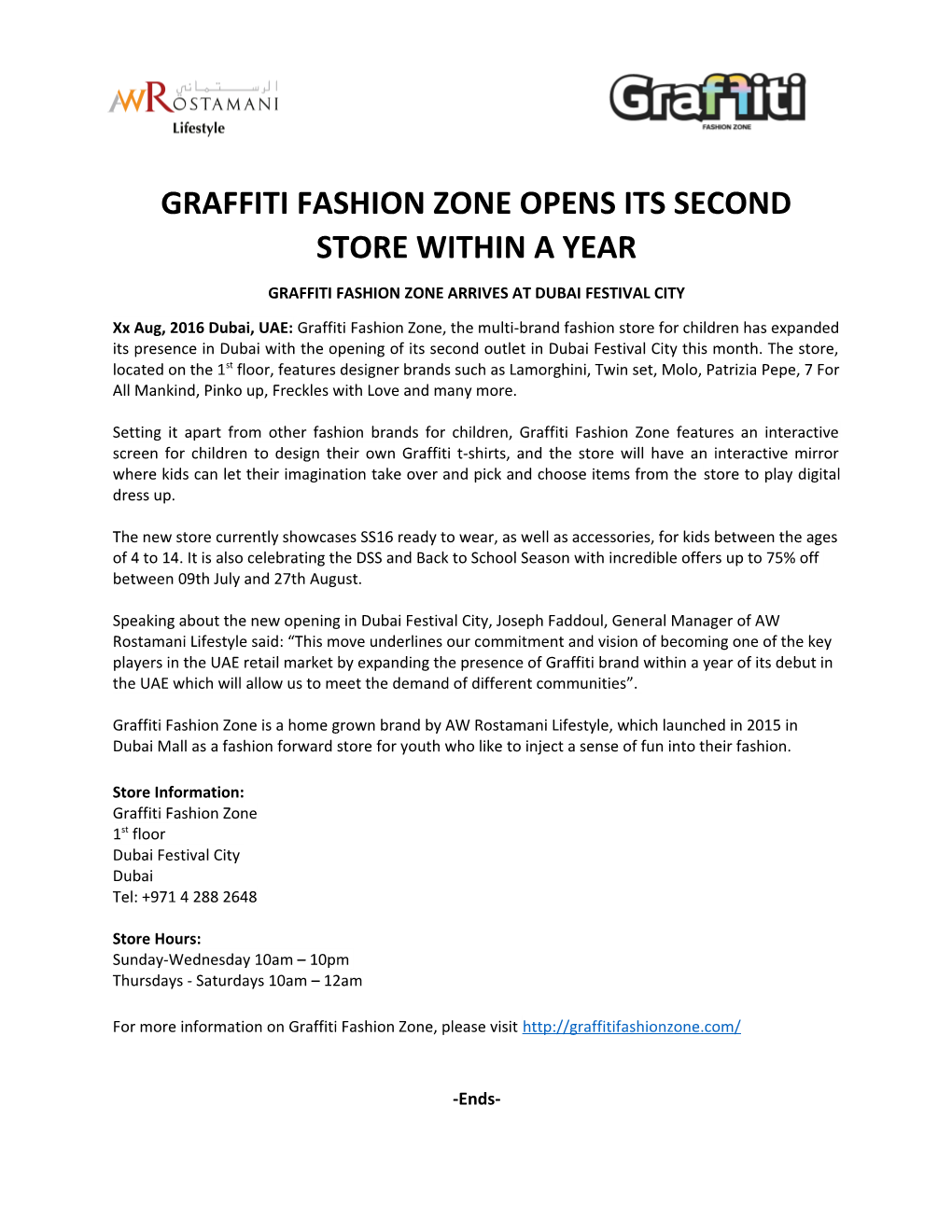 Graffiti Fashion Zoneopens Its Second Store Within a Year