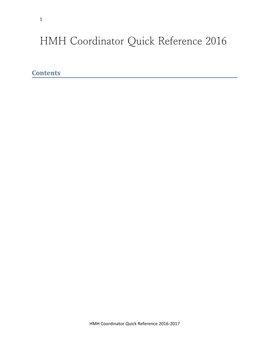 HMH Coordinator Quick Reference 2016