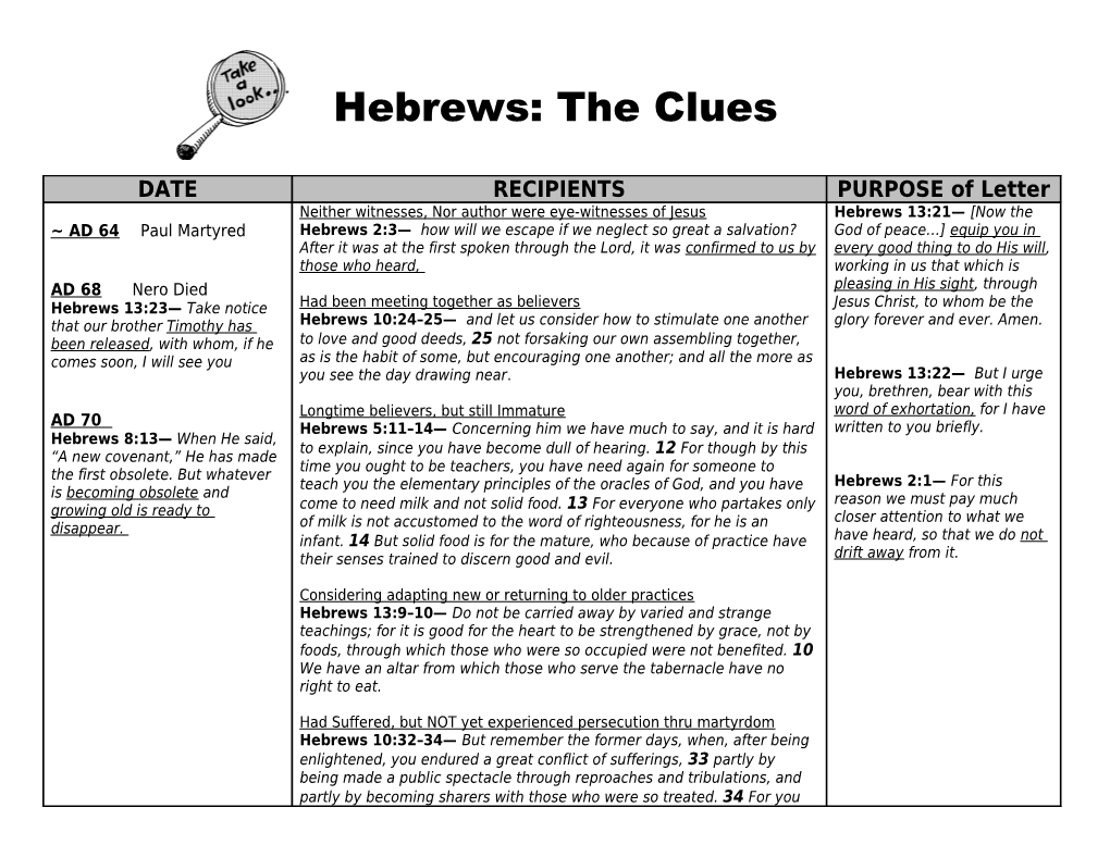 Hebrews: the Clues