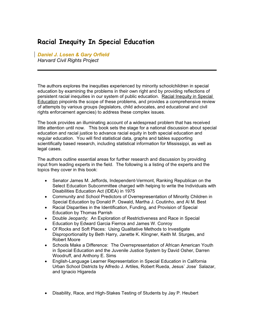 Racial Inequity in Special Education