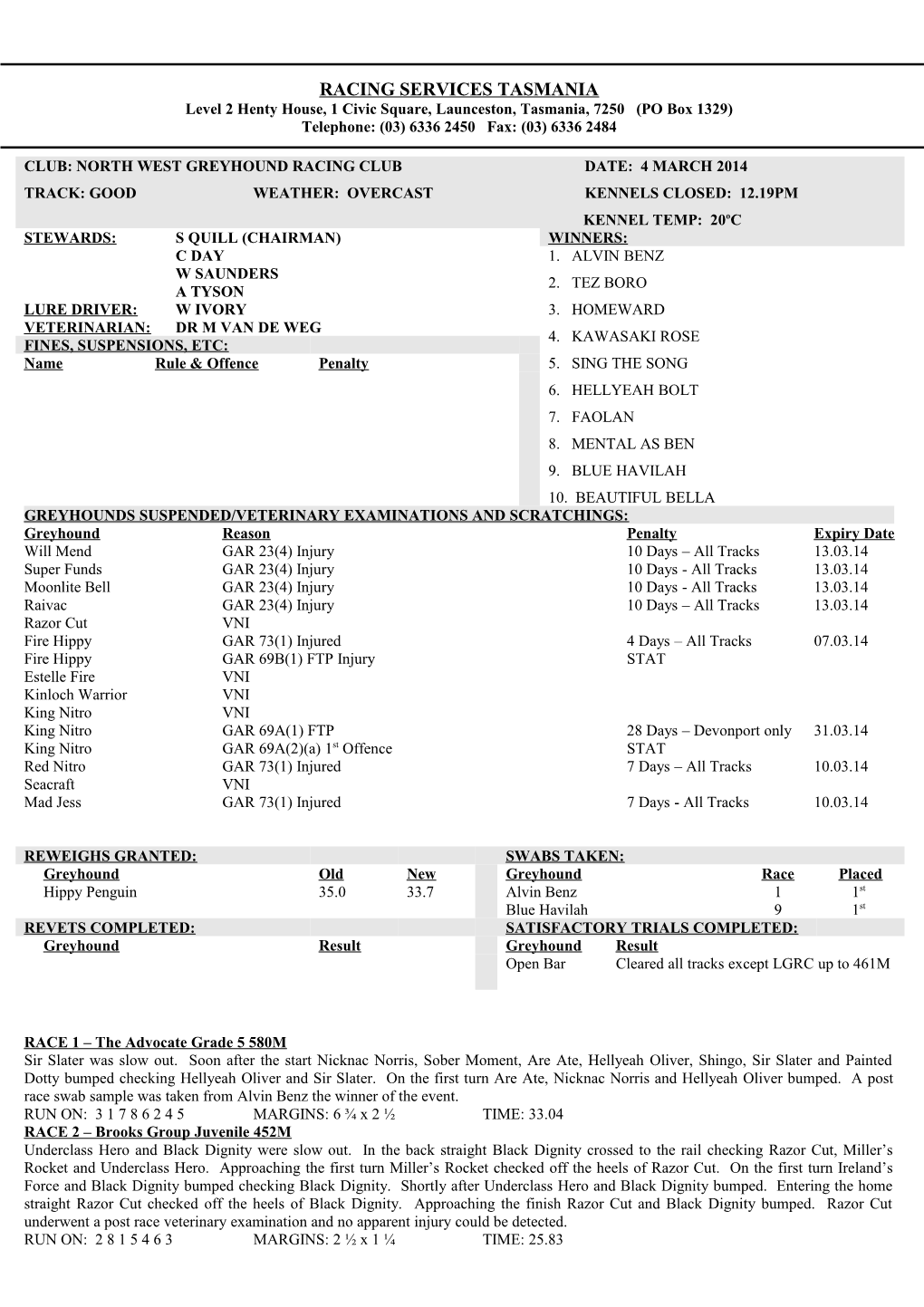 2014-03-04 - North West Greyhound Racing Club