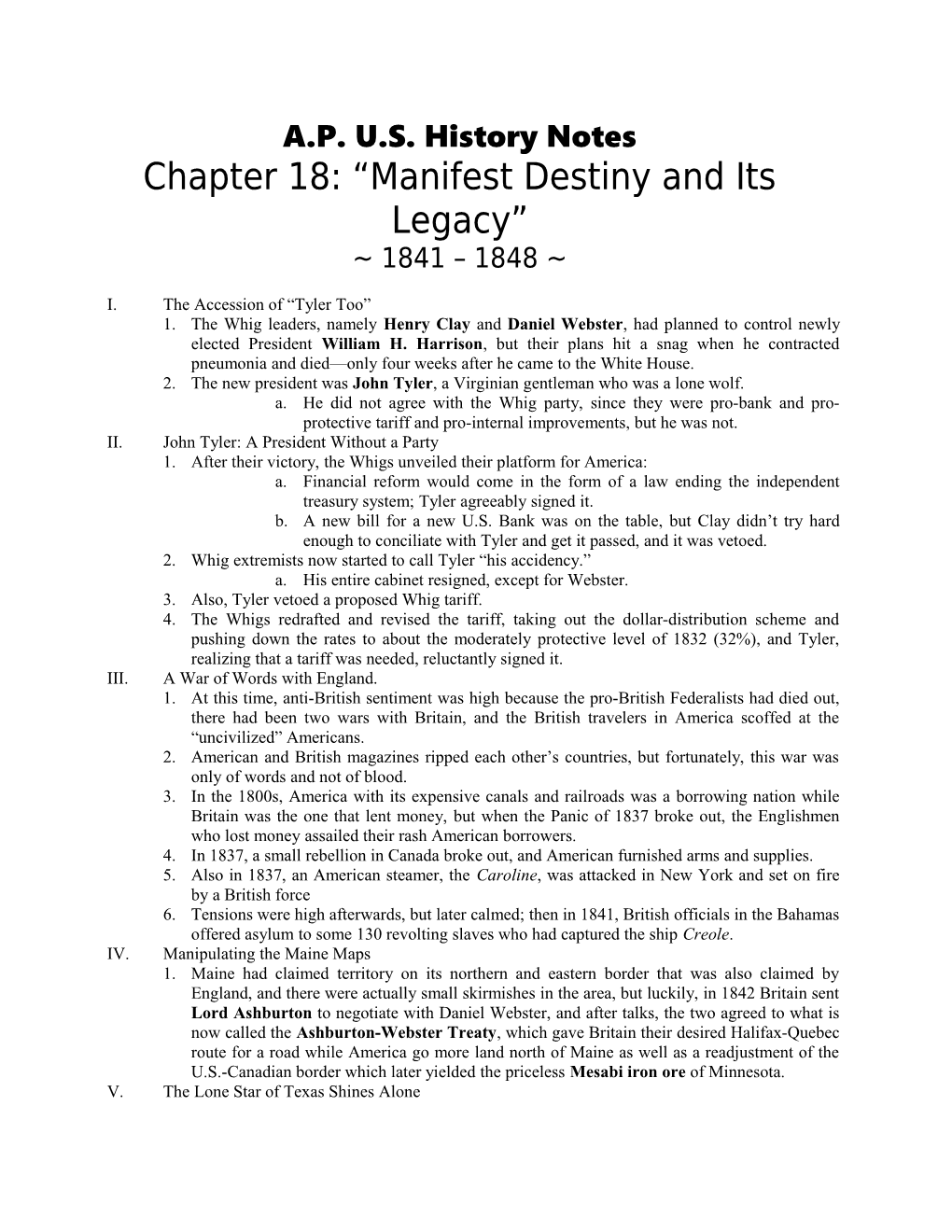 Chapter 18: Manifest Destiny and Its Legacy