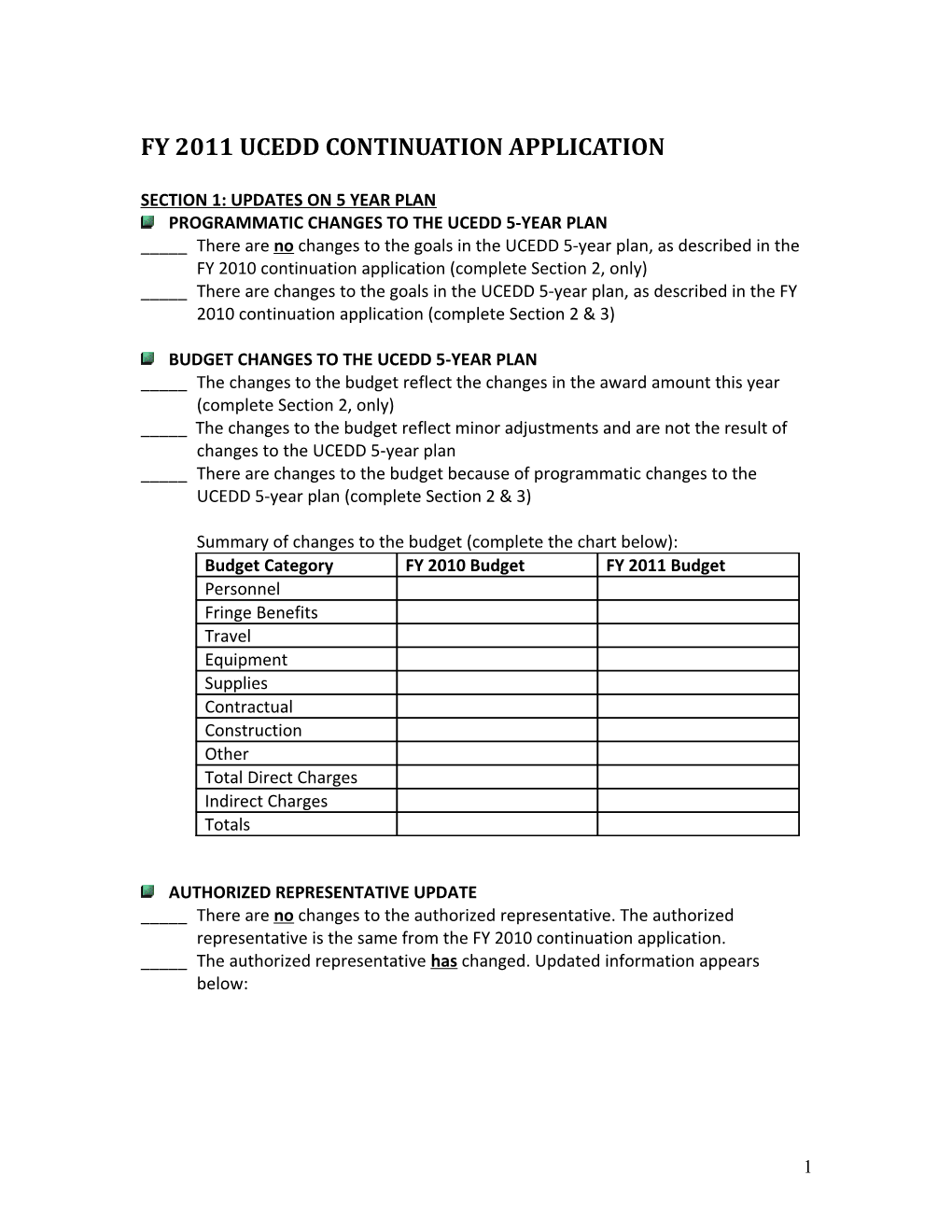 Checklist for the Continuation Application