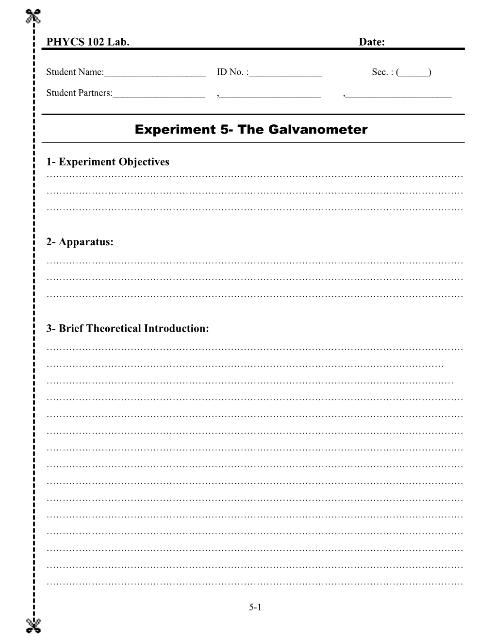 1- Experiment Objectives