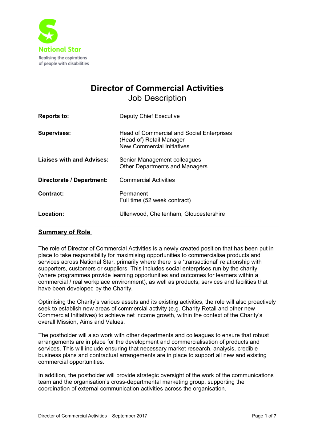 Director of Commercial Activities