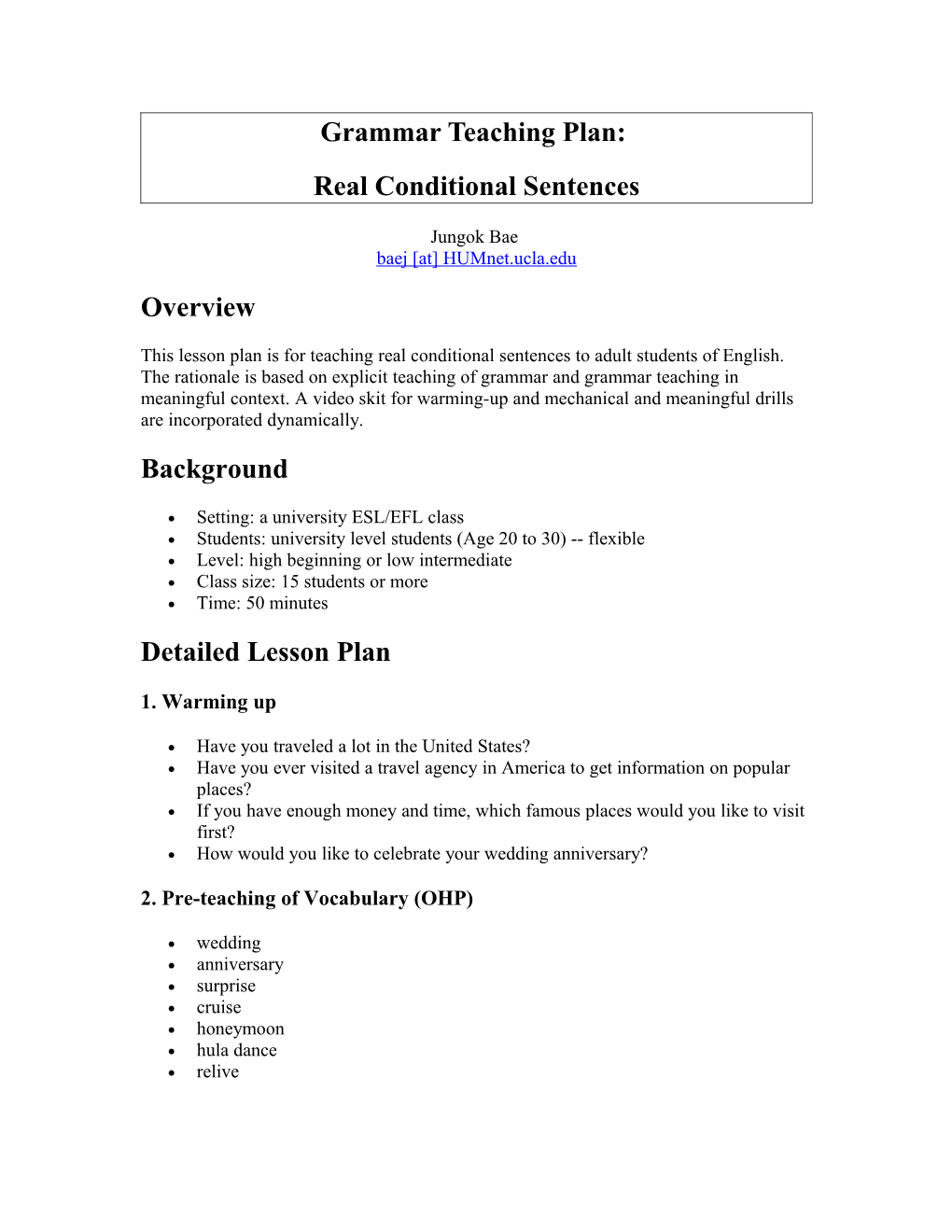 Grammar Teaching Plan