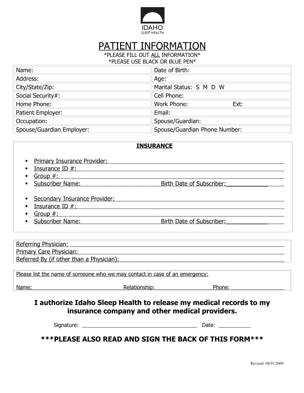 *Please Fill out All Information*