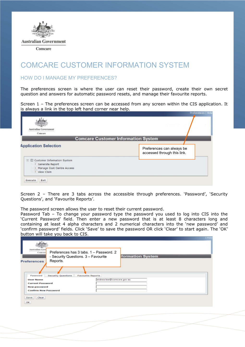 Comcare Customer Information System